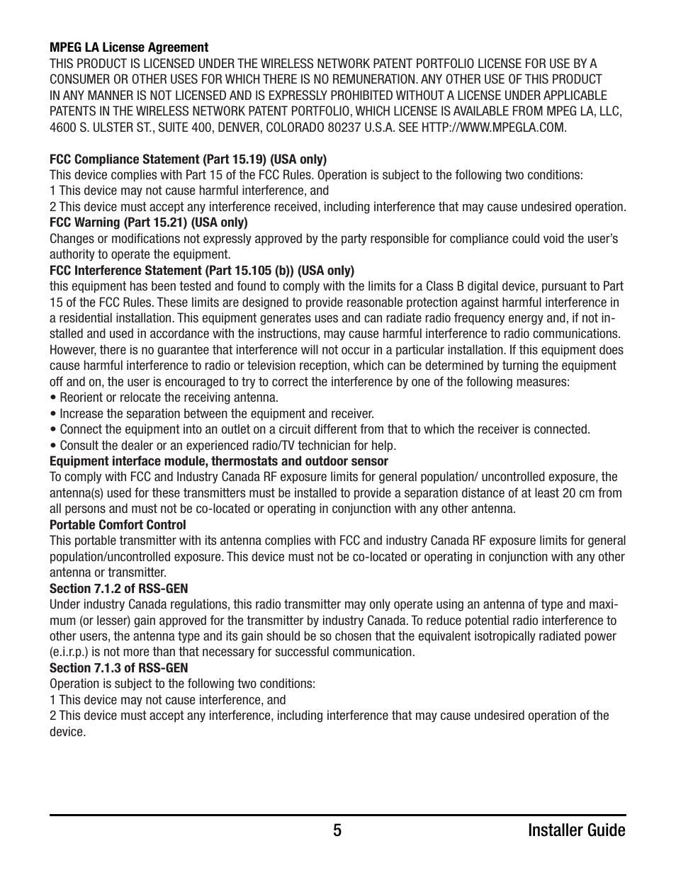 5 installer guide | Braeburn 7490 User Manual | Page 5 / 6