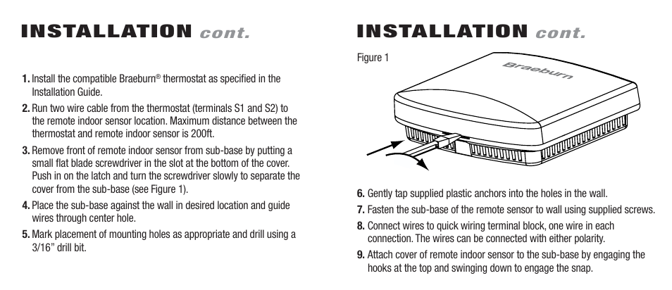 Installation, Cont | Braeburn 5390 User Manual | Page 2 / 3