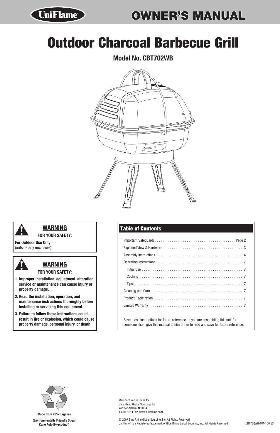 Blue Rhino CBT702WB User Manual | 16 pages