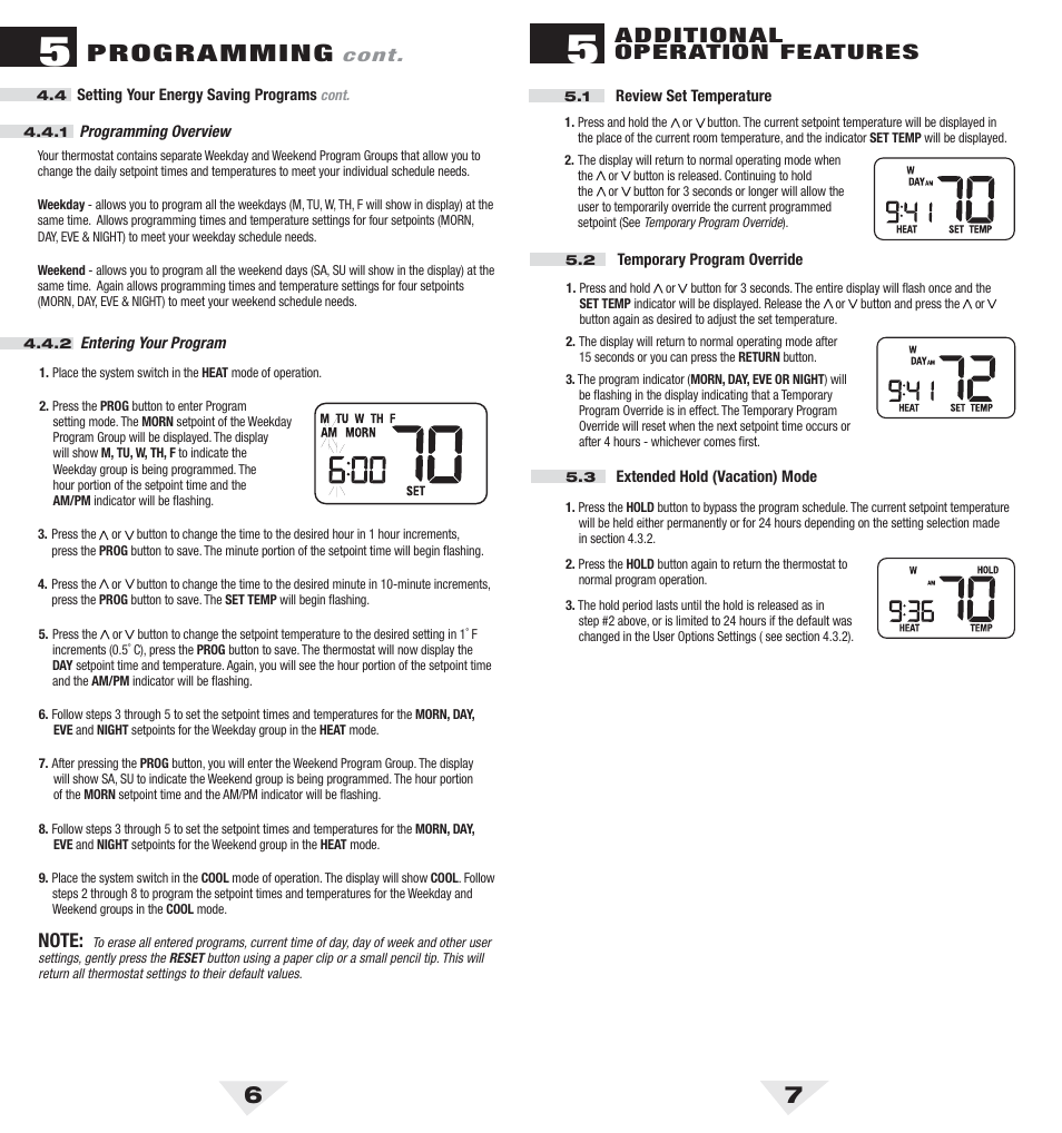 2010_6_7.pdf, Programming, Additional operation features | Braeburn 2010 User Manual | Page 4 / 7