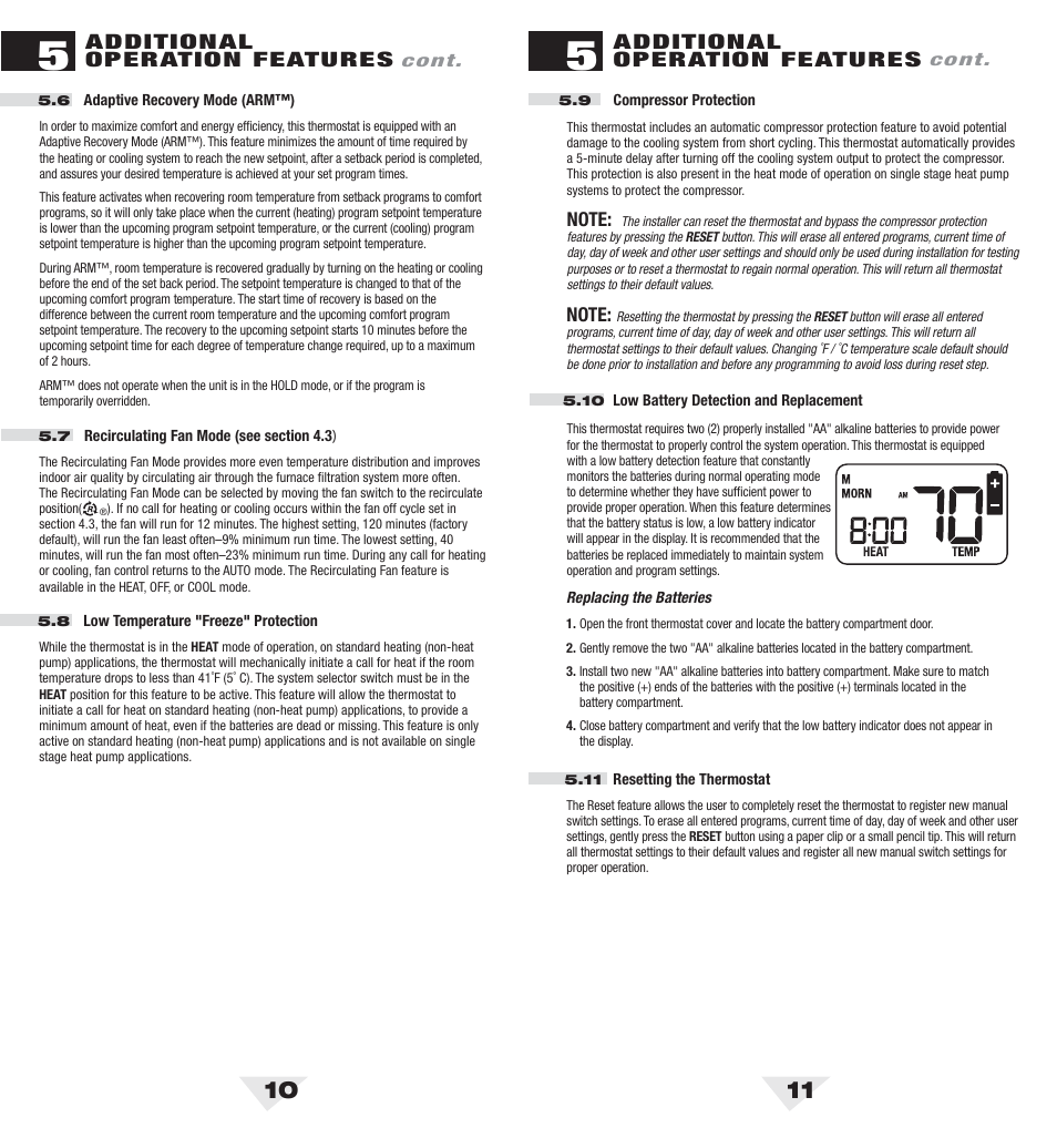 5050_10_11.pdf, Additional operation features | Braeburn 5050 User Manual | Page 6 / 9