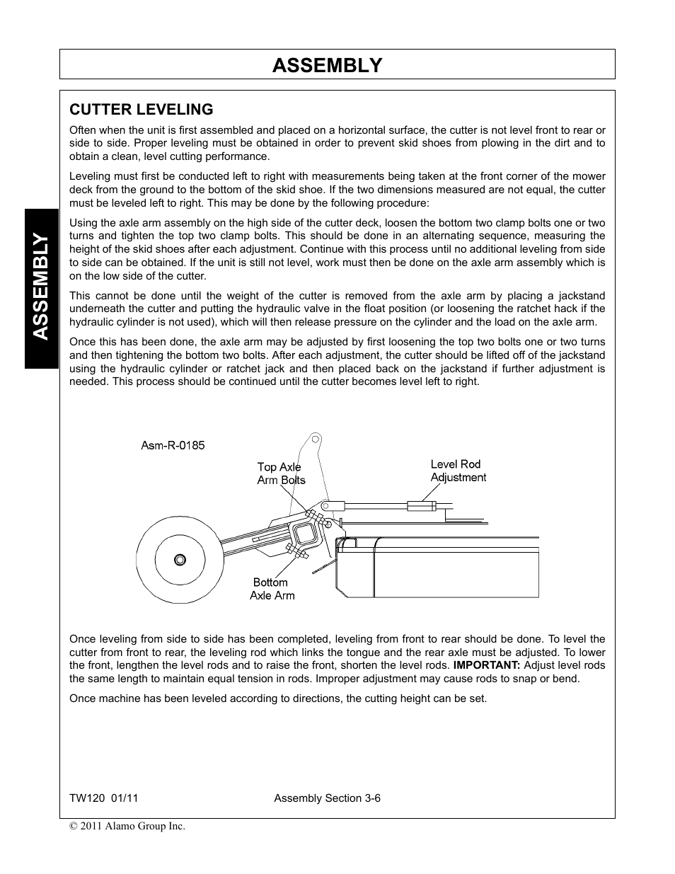 Cutter leveling, Cutter leveling -6, Assembly | Assembl y | Blue Rhino TW120 FC-0024 User Manual | Page 102 / 194