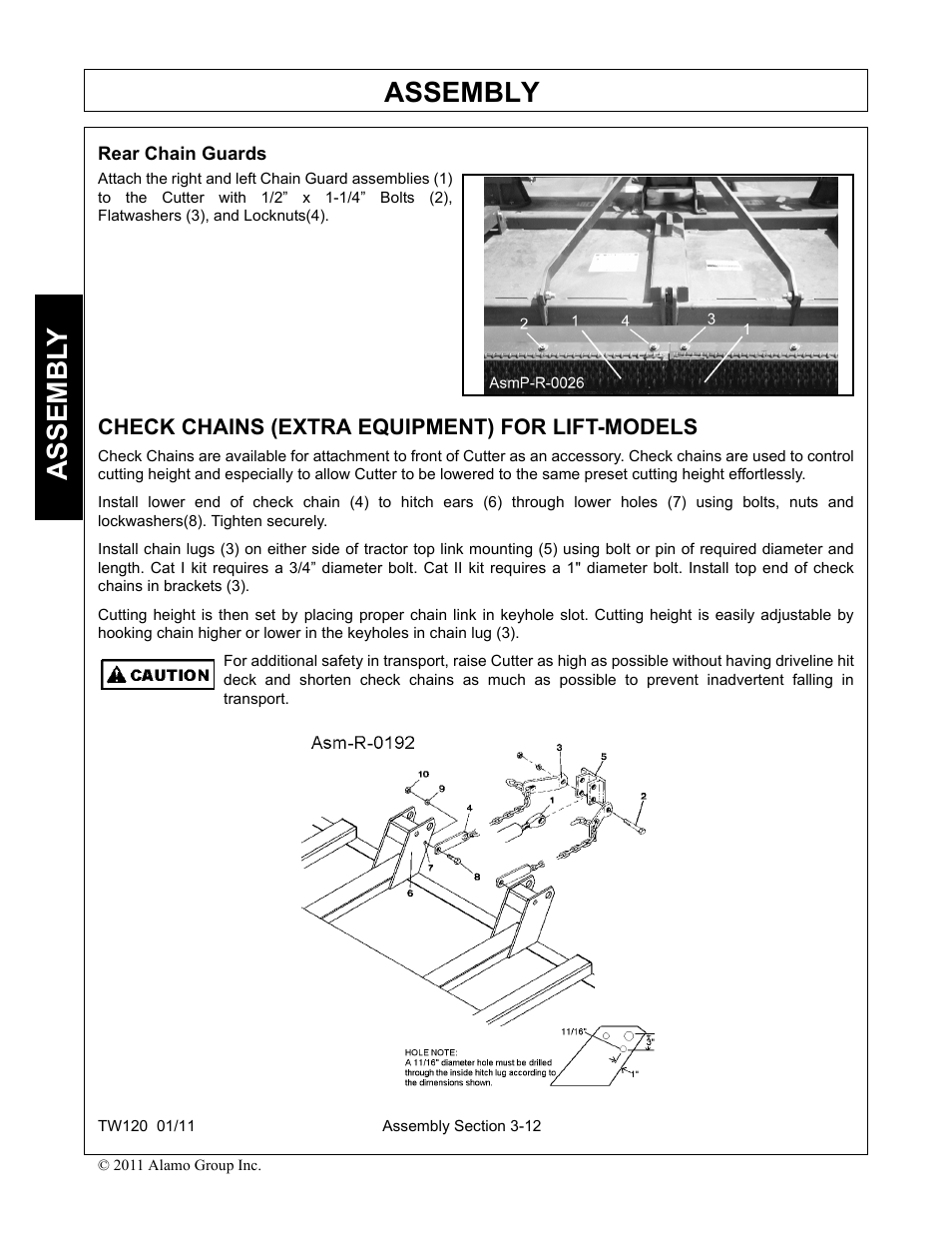 Rear chain guards, Check chains (extra equipment) for lift-models, Assembly | Assembl y | Blue Rhino TW120 FC-0024 User Manual | Page 108 / 194