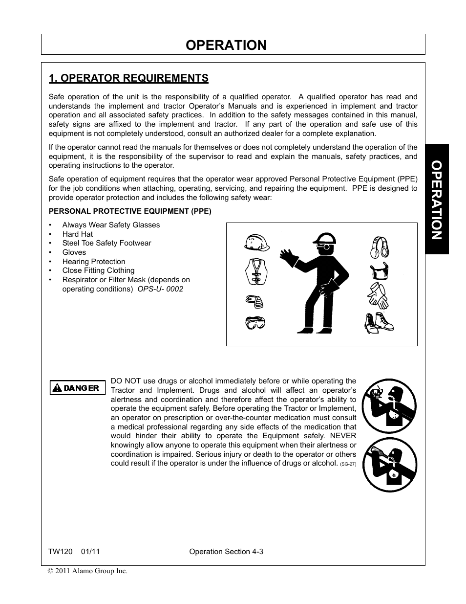 Operator requirements, Operator requirements -3, Operation | Opera t ion | Blue Rhino TW120 FC-0024 User Manual | Page 111 / 194