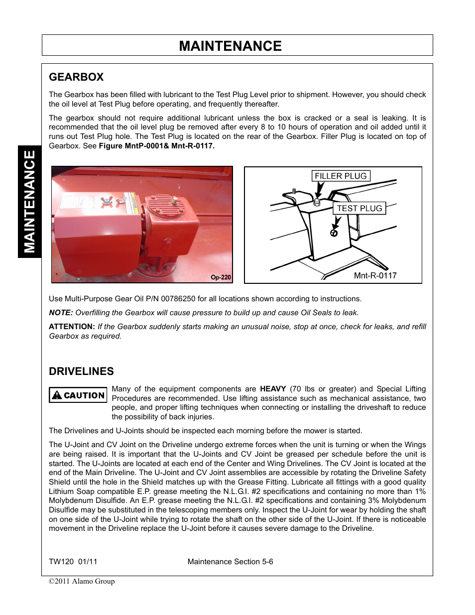 Gearbox, Drivelines, Gearbox -6 drivelines -6 | Maintenance | Blue Rhino TW120 FC-0024 User Manual | Page 162 / 194