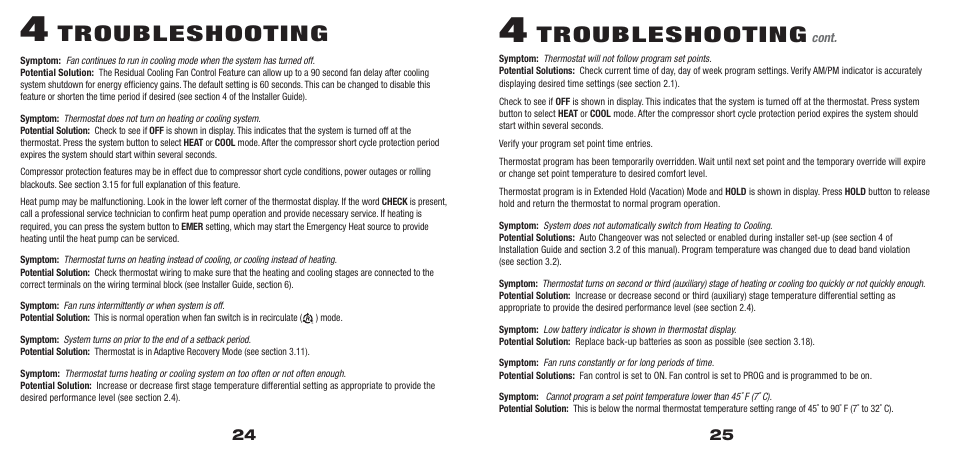 5300_24_25.pdf, Troubleshooting | Braeburn 5300 3H-2C User Manual User Manual | Page 13 / 15