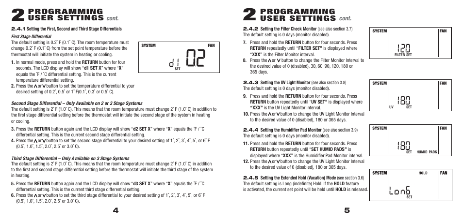 5300_4_5.pdf, Programming user settings | Braeburn 5300 3H-2C User Manual User Manual | Page 3 / 15
