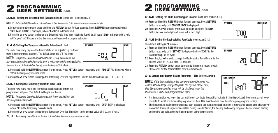 5300_6_7.pdf, Programming user settings | Braeburn 5300 3H-2C User Manual User Manual | Page 4 / 15