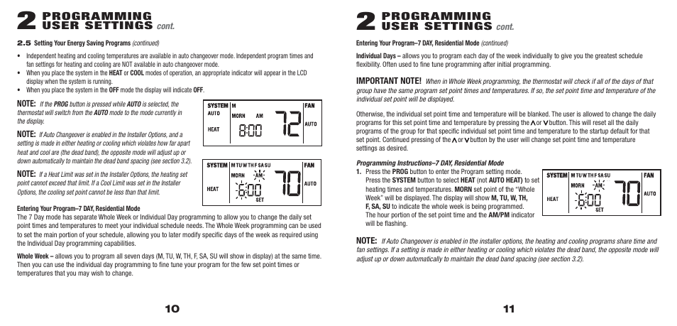 5300_10_11.pdf, Programming user settings | Braeburn 5300 3H-2C User Manual User Manual | Page 6 / 15