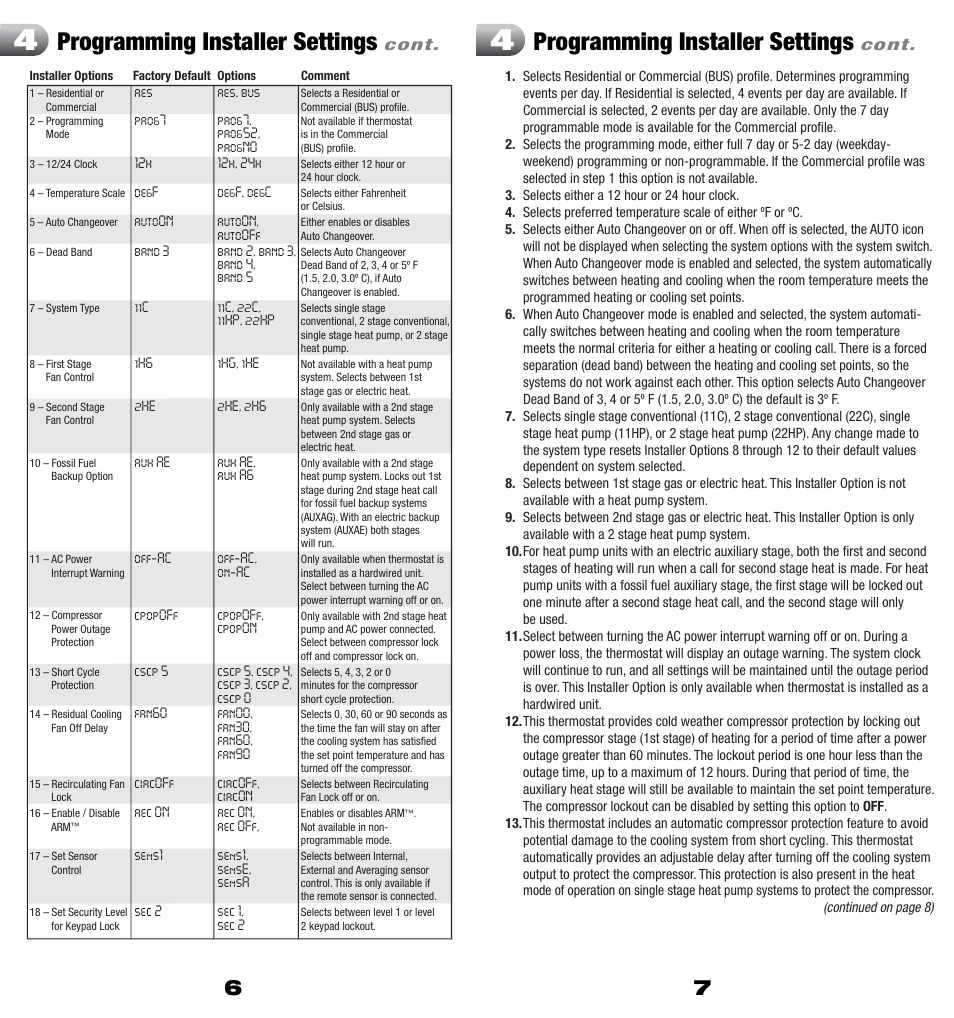 5300i_6_7.pdf, Programming installer settings | Braeburn 5300 2H-2C Installer Manual User Manual | Page 4 / 7