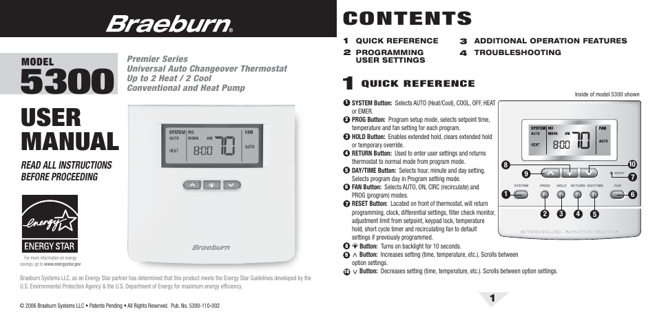 Braeburn 5300 2H-2C User Manual User Manual | 14 pages