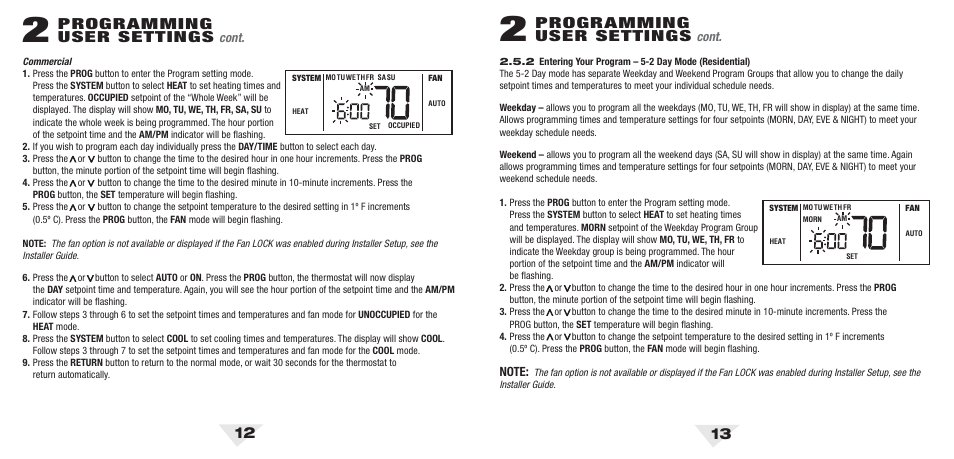 53u_12_13.pdf, Programming user settings | Braeburn 5300 2H-2C User Manual User Manual | Page 7 / 14