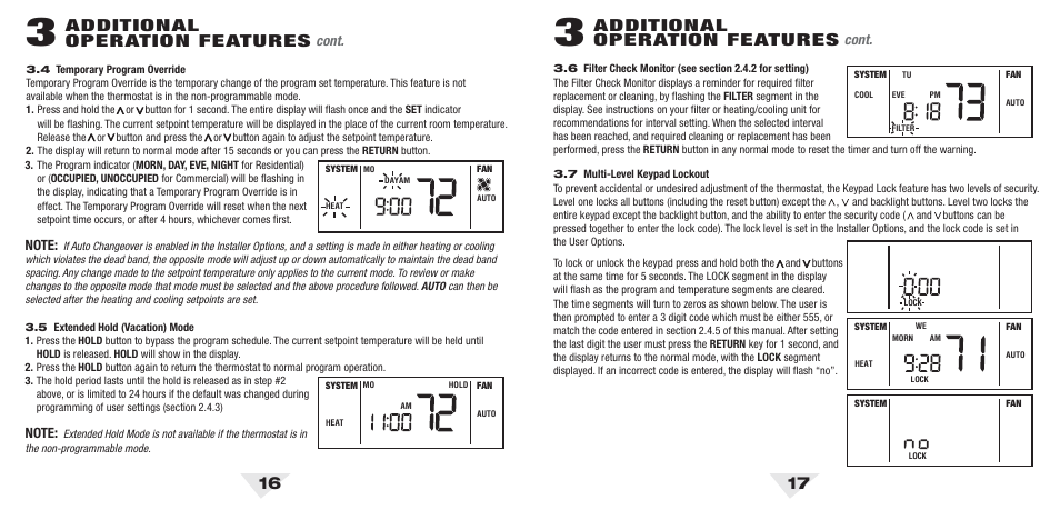 53u_16_17.pdf, Additional operation features, Cont | Braeburn 5300 2H-2C User Manual User Manual | Page 9 / 14