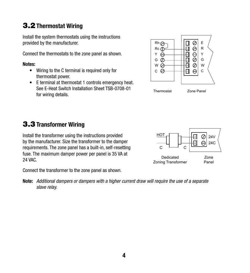 Thermostat wiring, Transformer wiring | Braeburn 140202 User Manual | Page 5 / 12