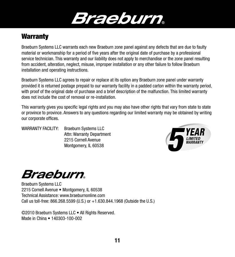 Year | Braeburn 140303 User Manual | Page 12 / 12