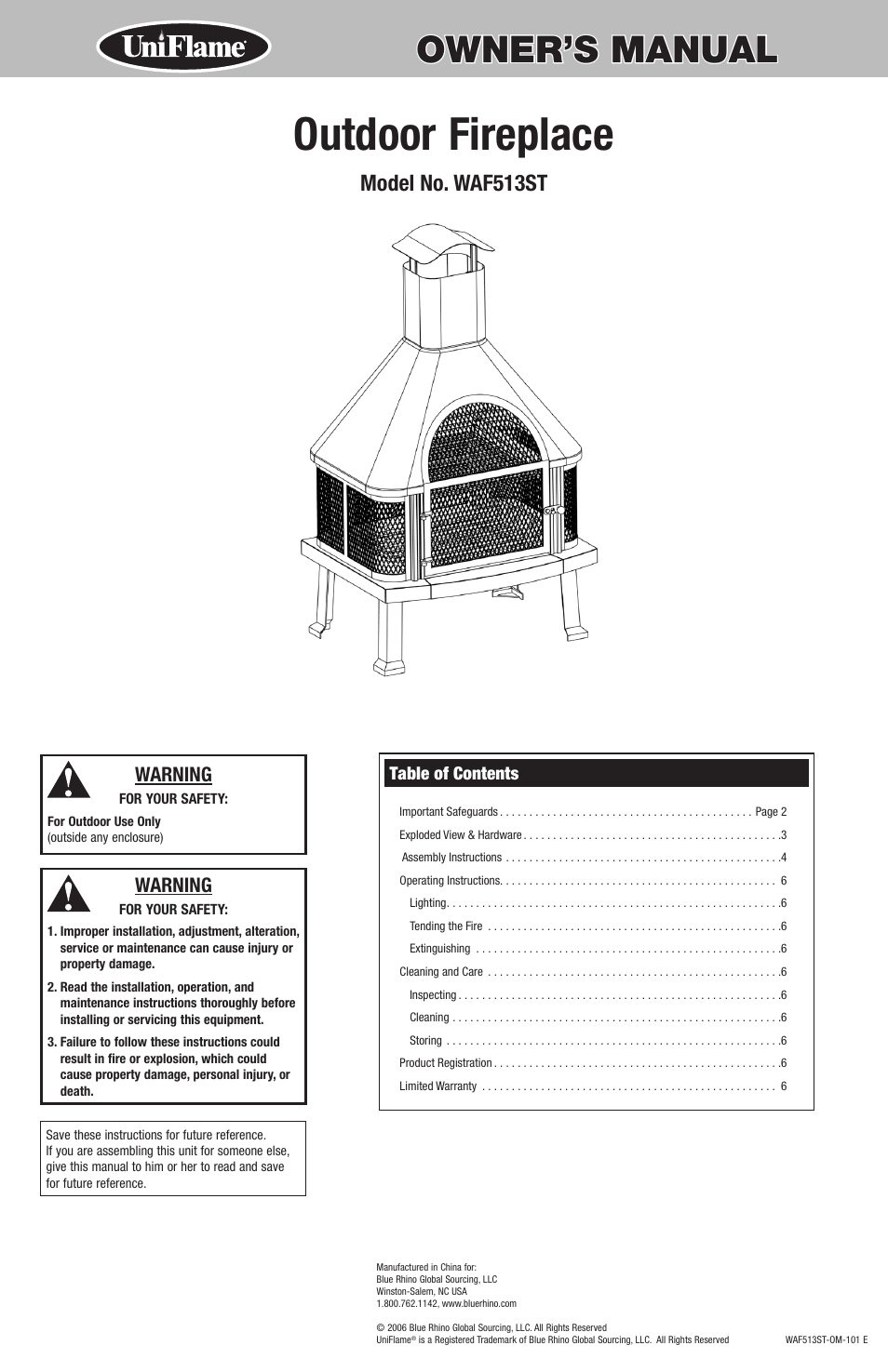 Blue Rhino WAF513ST User Manual | 8 pages