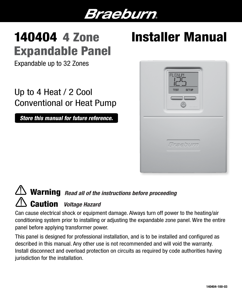 Braeburn 140404 User Manual | 22 pages