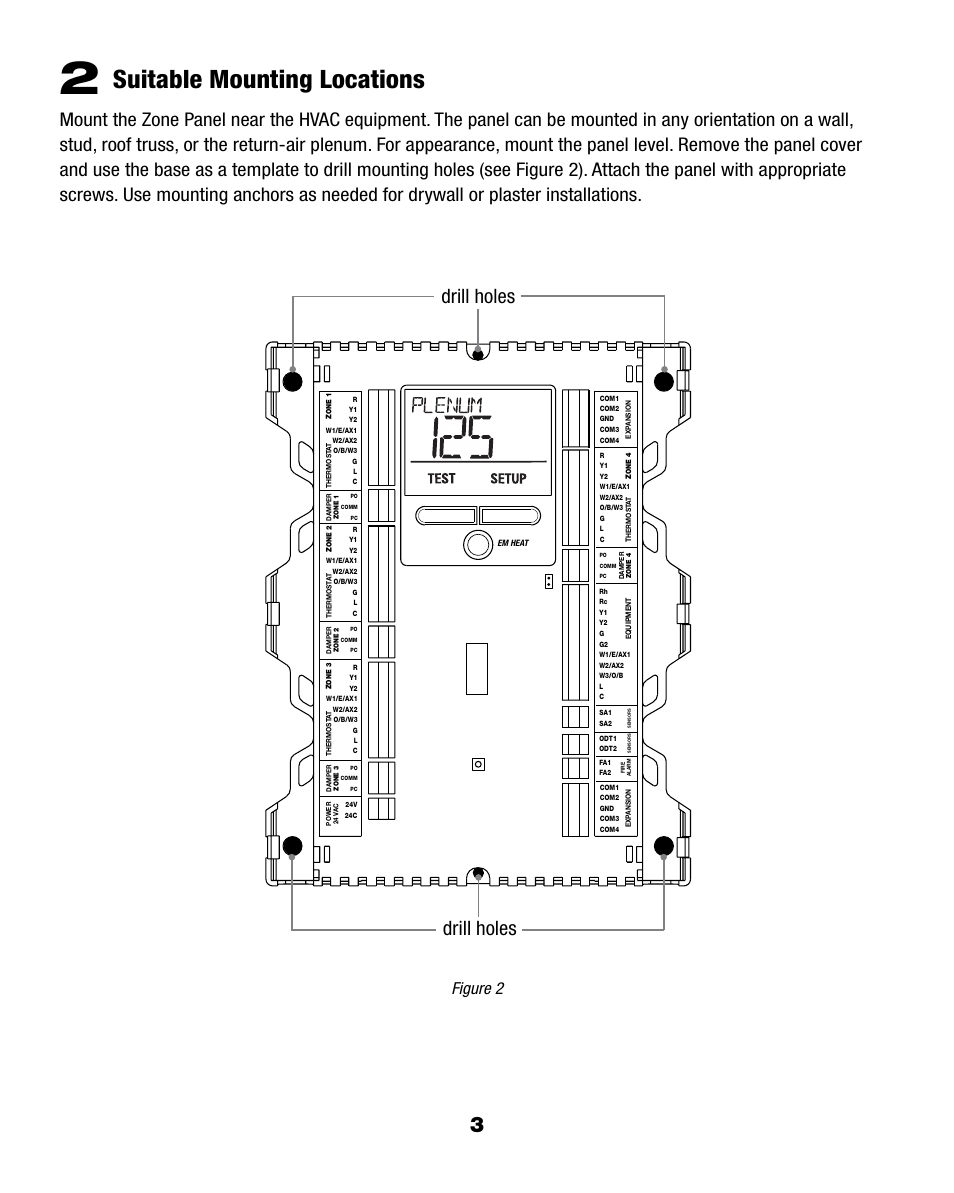 Suitable mounting locations, Drill holes, Figure 2 | Braeburn 140404 User Manual | Page 3 / 22