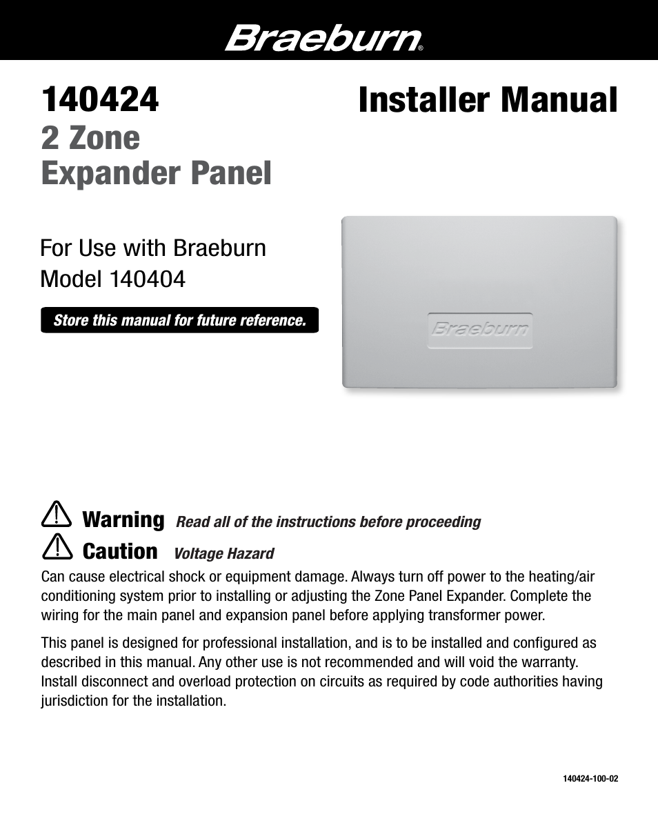 Braeburn 140424 User Manual | 12 pages