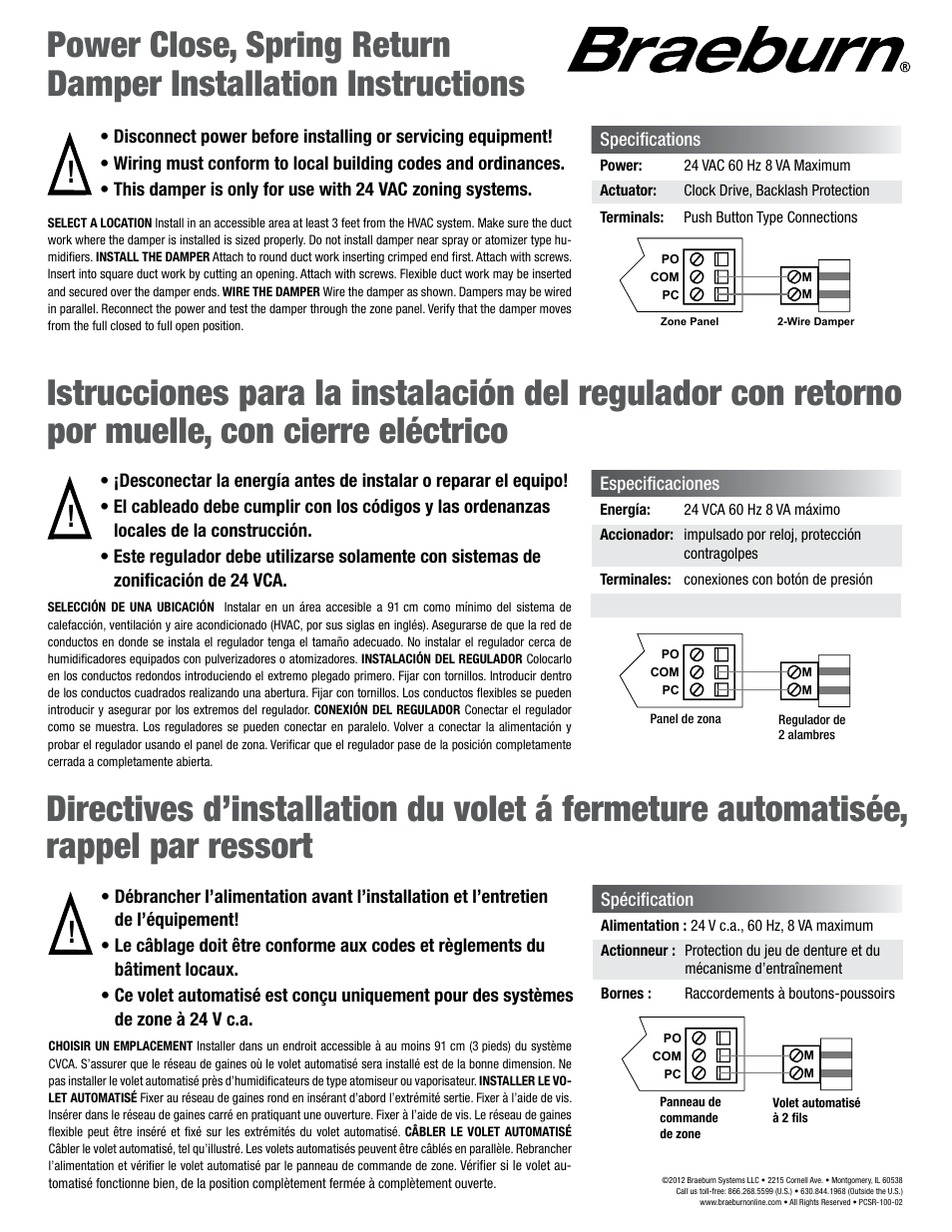 Braeburn SR User Manual | 1 page