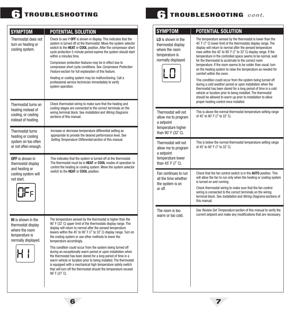 1010_6_7.pdf, Troubleshooting | Braeburn 1010 User Manual | Page 4 / 5