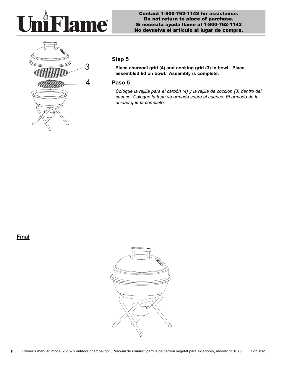 Blue Rhino UniFlame 251675 User Manual | Page 10 / 21