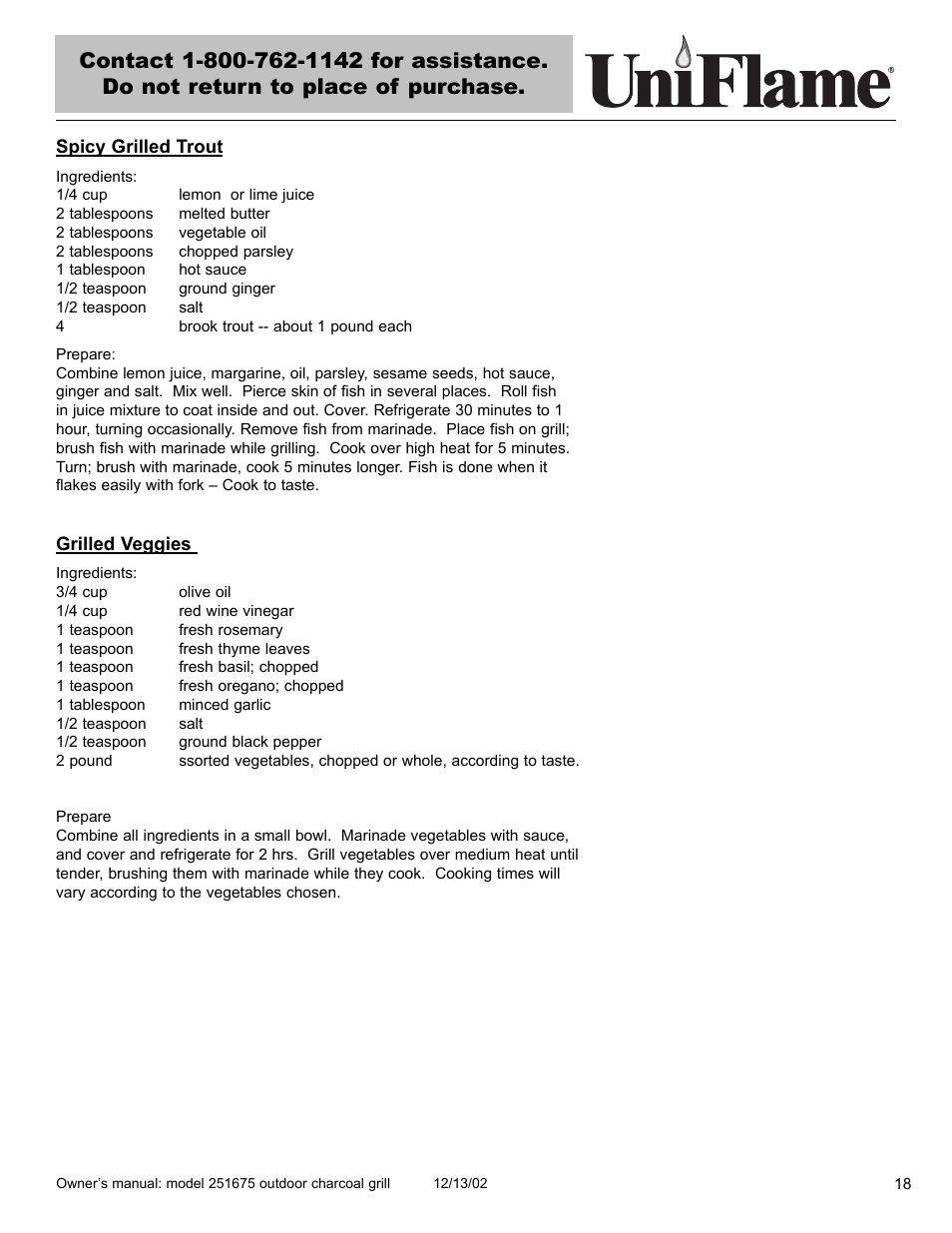 Blue Rhino UniFlame 251675 User Manual | Page 19 / 21