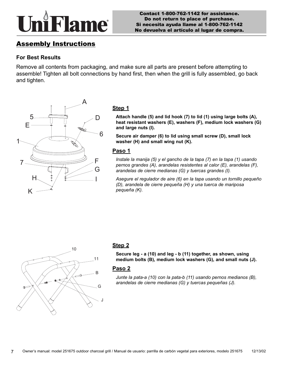 Blue Rhino UniFlame 251675 User Manual | Page 8 / 21