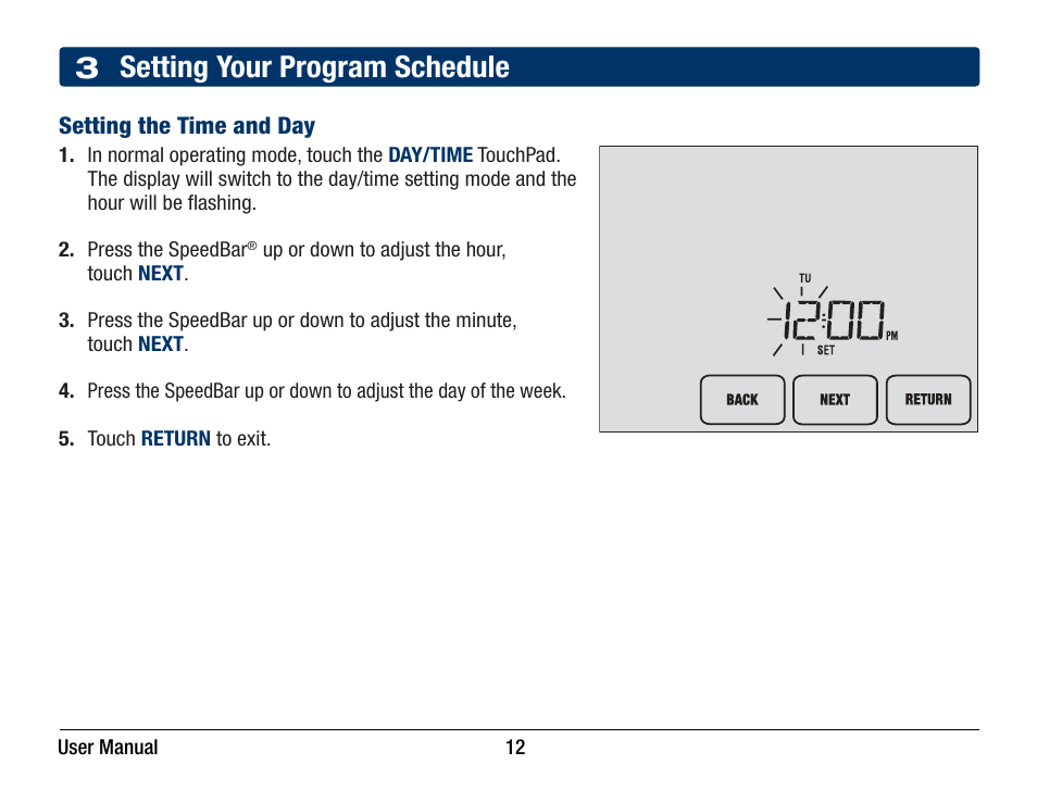 3 setting your program schedule | Braeburn 5320 User Manual User Manual | Page 12 / 35