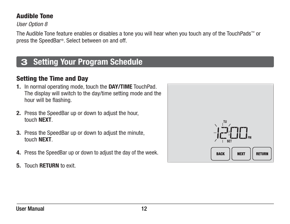 3 setting your program schedule | Braeburn 6400 User Manual User Manual | Page 12 / 38