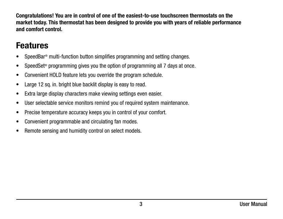 Features | Braeburn 6400 User Manual User Manual | Page 3 / 38