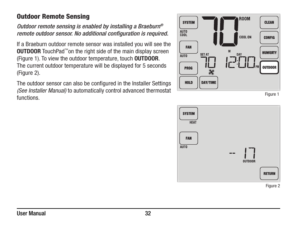 Outdoor remote sensing | Braeburn 6400 User Manual User Manual | Page 32 / 38