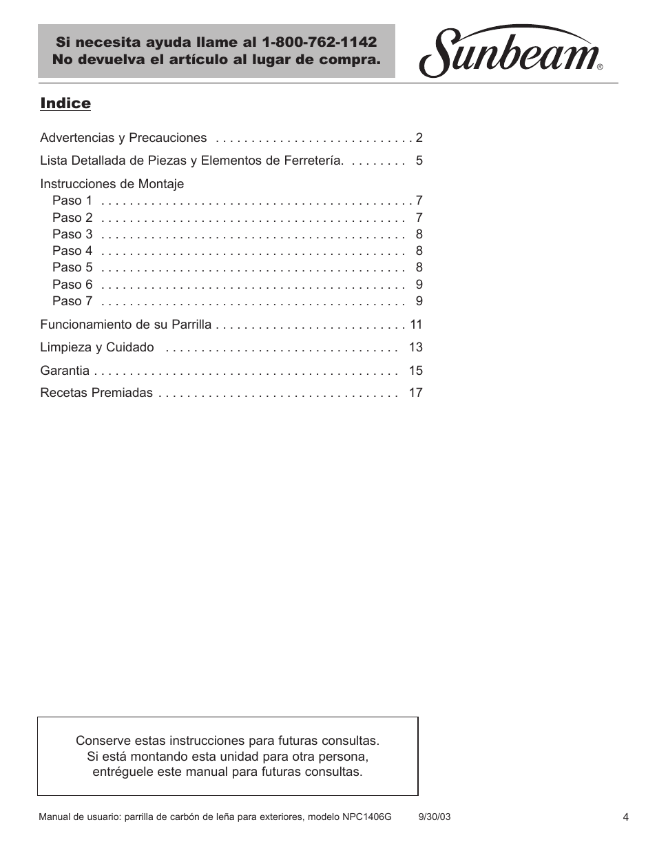Blue Rhino NPC1406G User Manual | Page 5 / 24