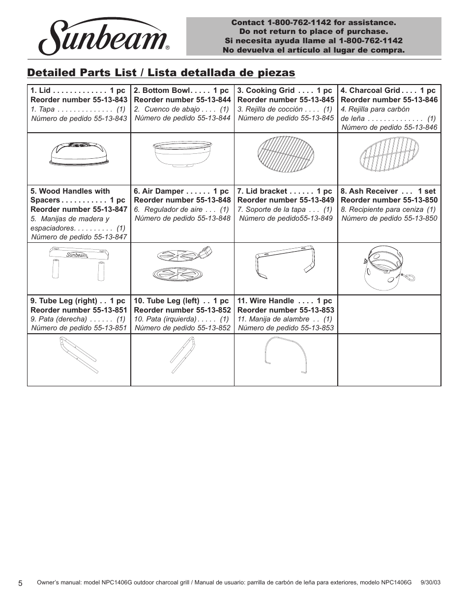 Detailed parts list / lista detallada de piezas | Blue Rhino NPC1406G User Manual | Page 6 / 24