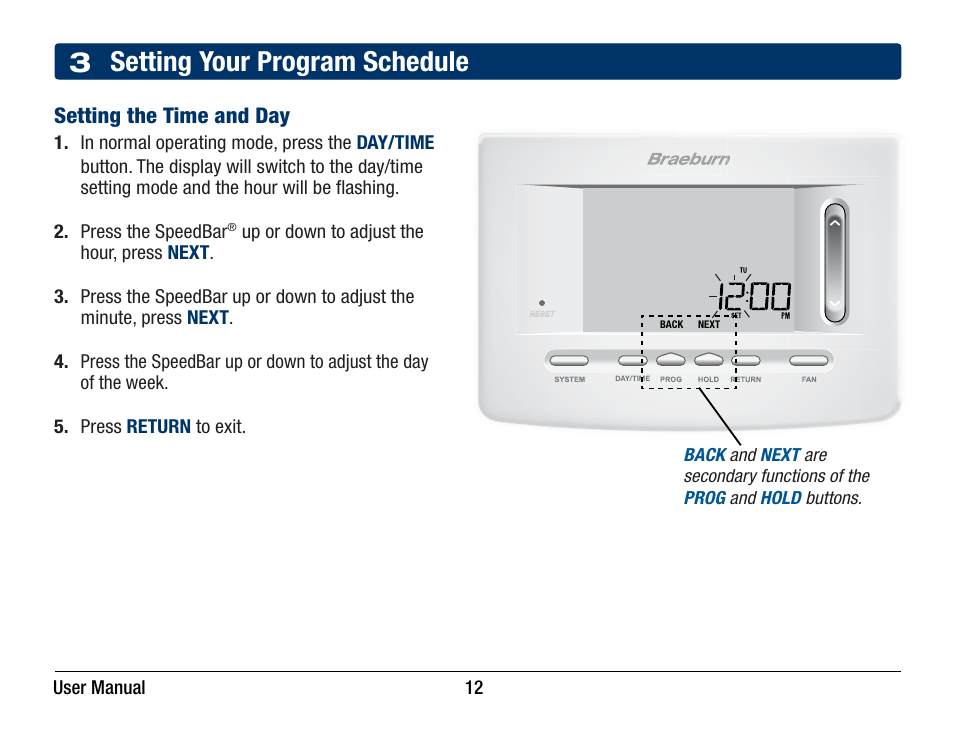 3 setting your program schedule | Braeburn 5220 User Manual User Manual | Page 12 / 35