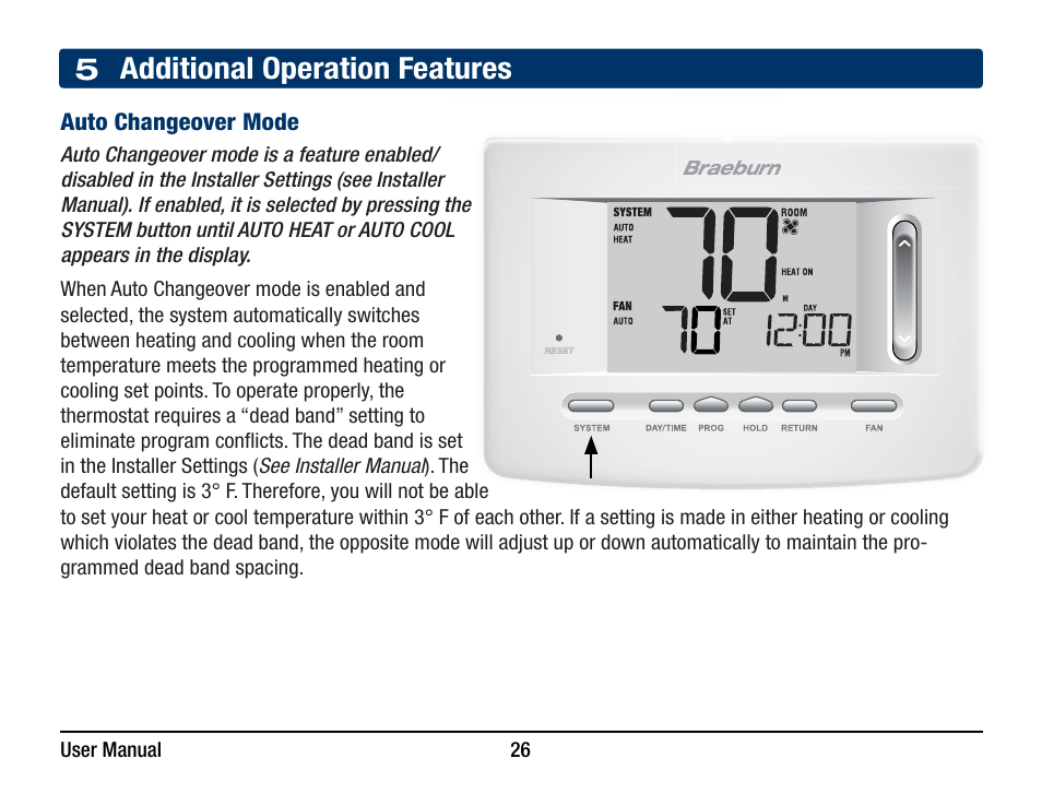 5 additional operation features | Braeburn 5220 User Manual User Manual | Page 26 / 35