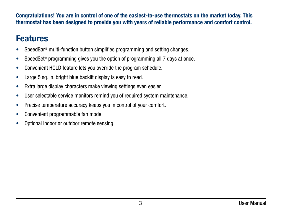 Features | Braeburn 5220 User Manual User Manual | Page 3 / 35