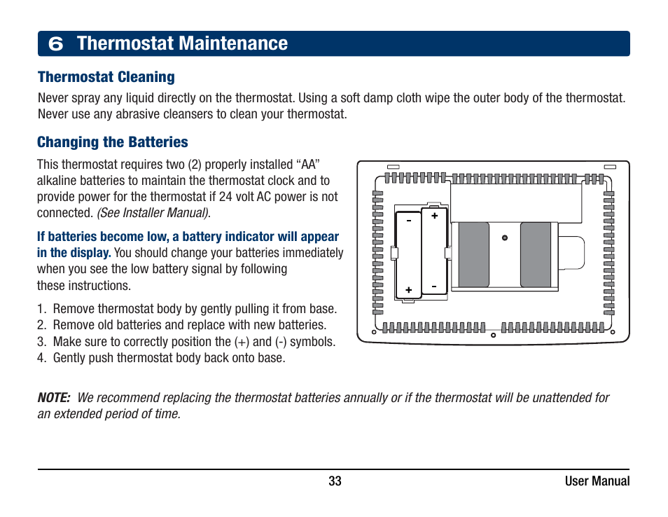 6 thermostat maintenance | Braeburn 5220 User Manual User Manual | Page 33 / 35