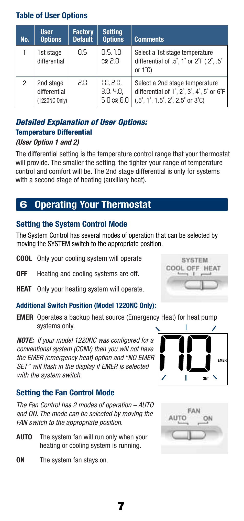 Operating your thermostat | Braeburn 1220NC User Manual | Page 8 / 10