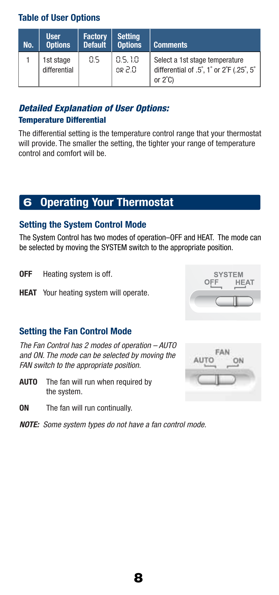 Operating your thermostat | Braeburn 1025NC User Manual | Page 8 / 11