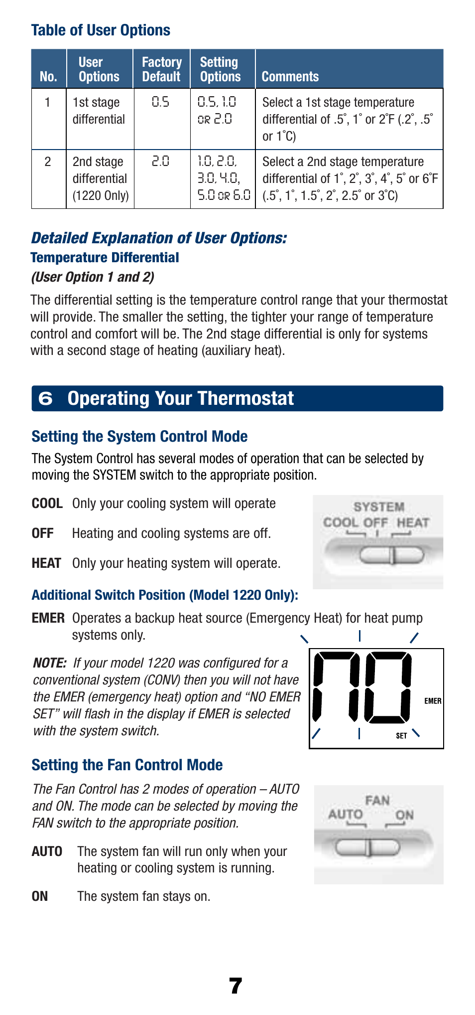 Operating your thermostat | Braeburn 1220 User Manual | Page 8 / 10