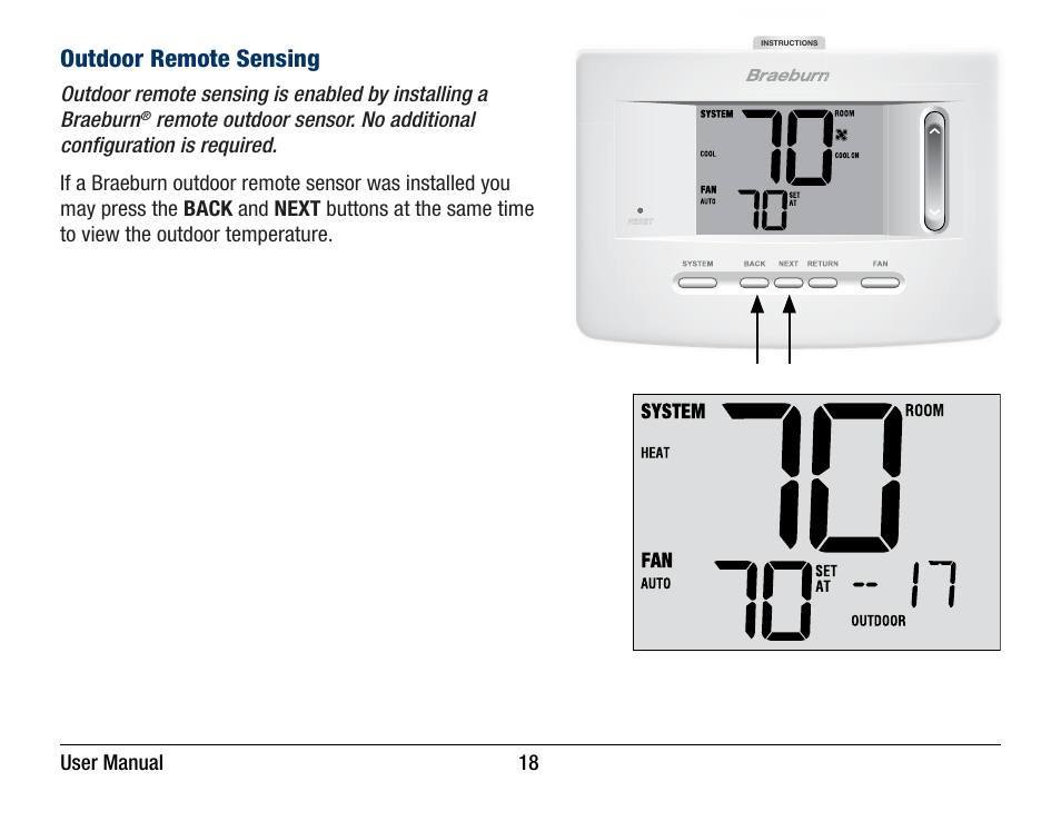 Outdoor remote sensing | Braeburn 3220 User Manual User Manual | Page 18 / 20
