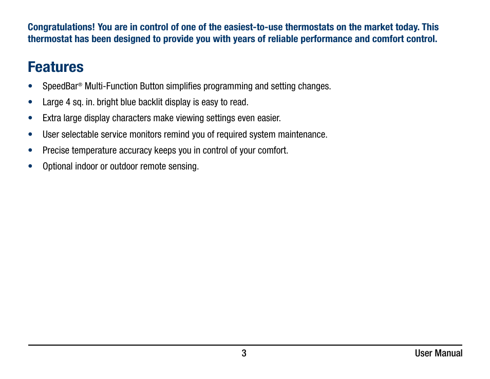 Features | Braeburn 3220 User Manual User Manual | Page 3 / 20