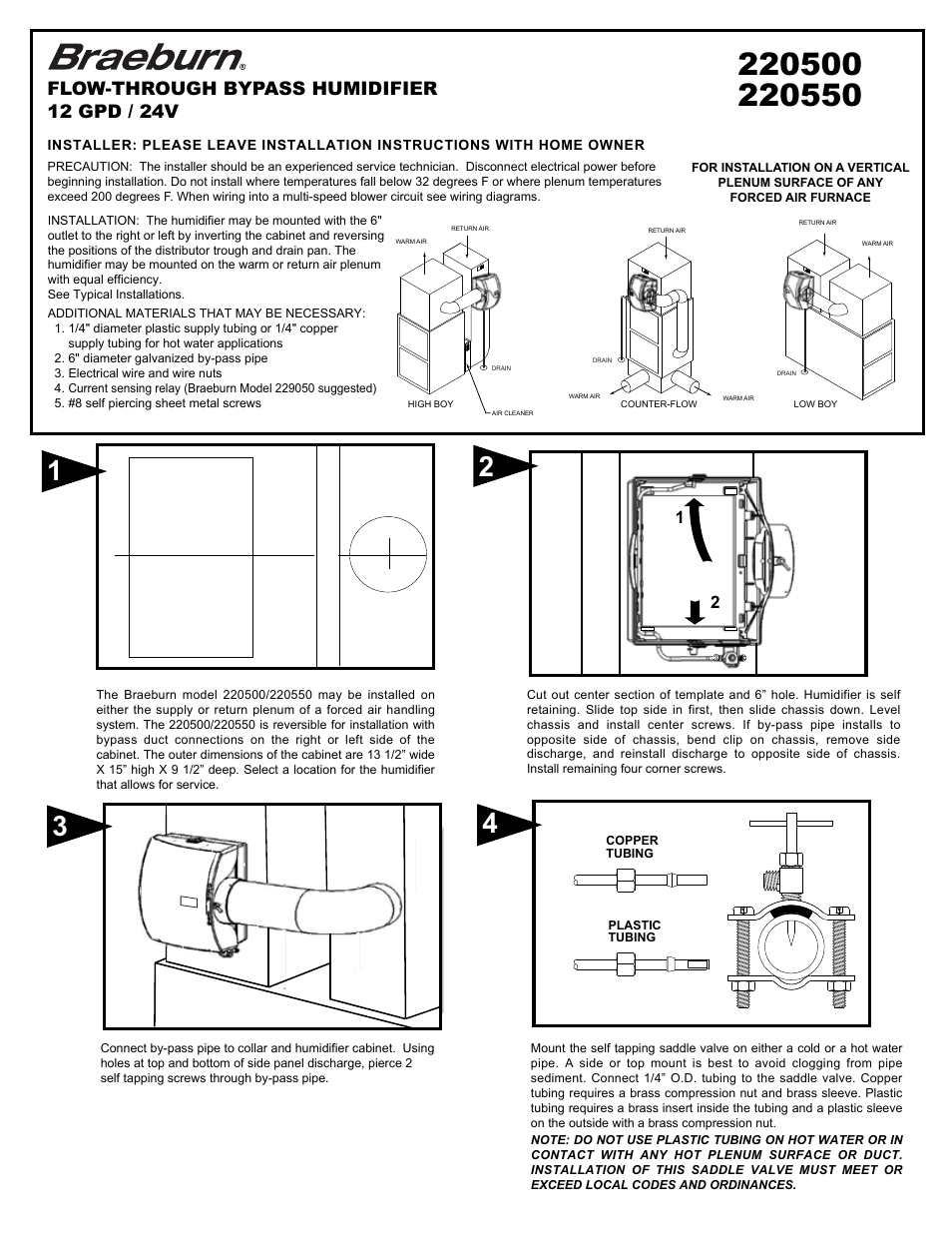 Braeburn 220550 User Manual | 4 pages