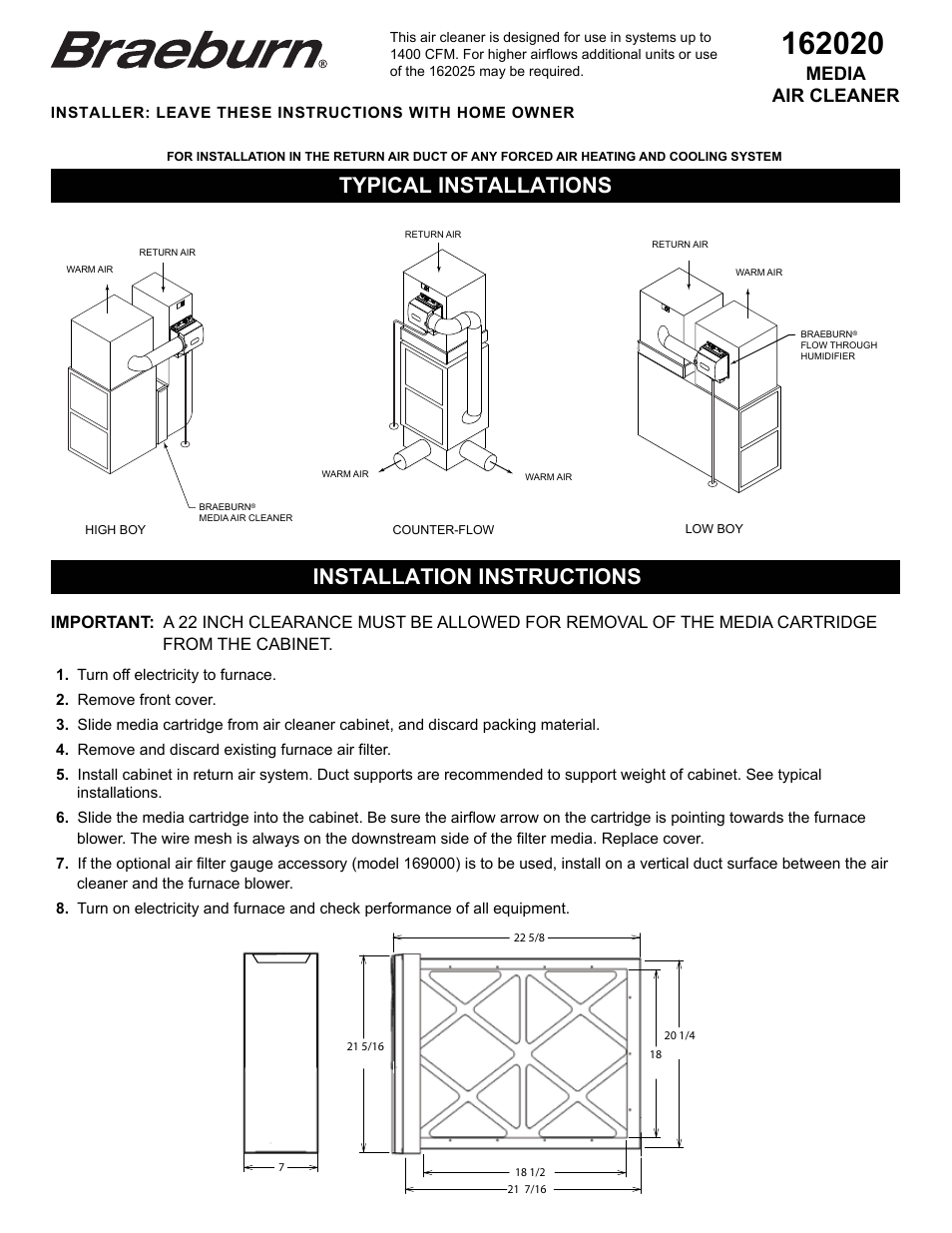 Braeburn 162020 User Manual | 2 pages