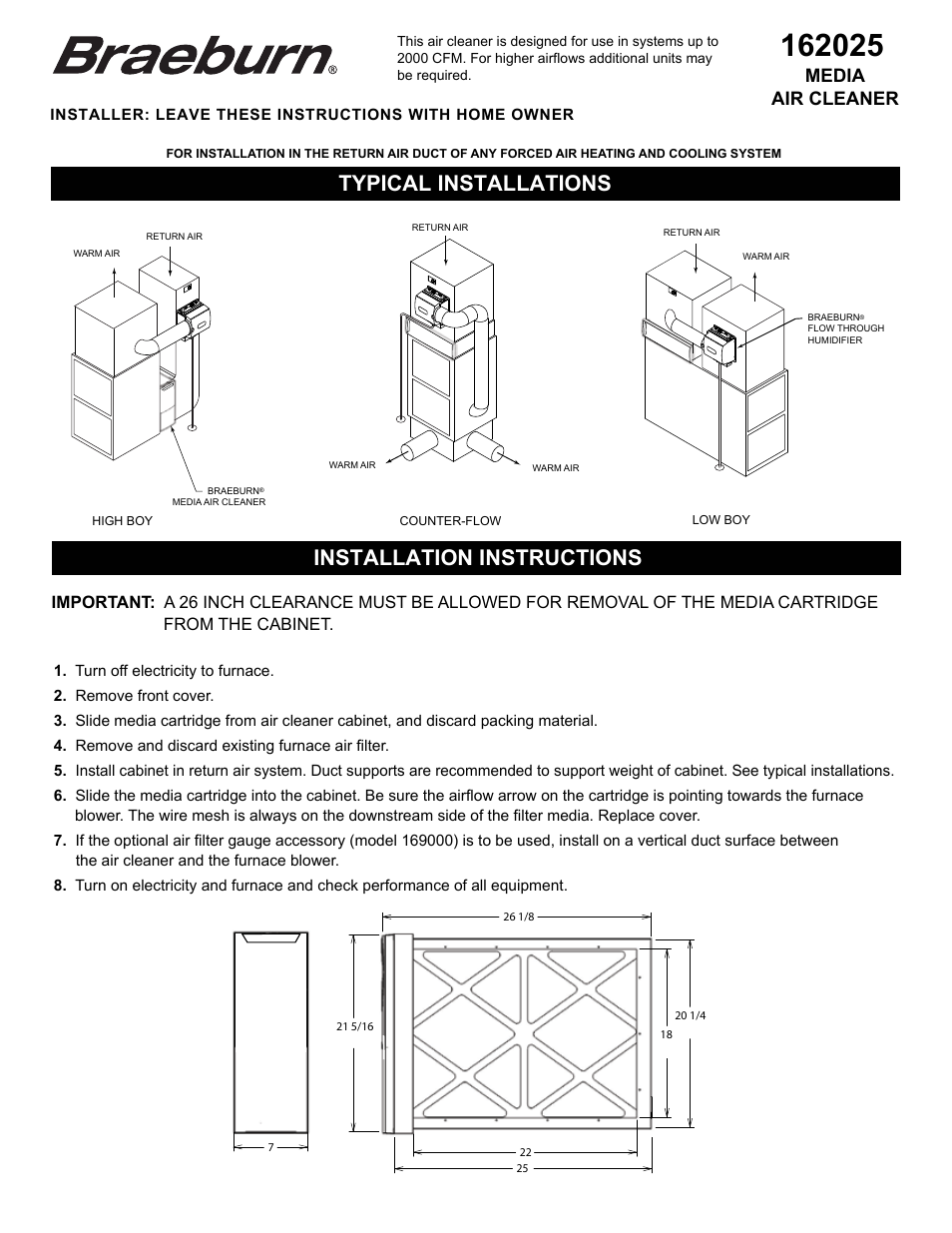Braeburn 162025 User Manual | 2 pages