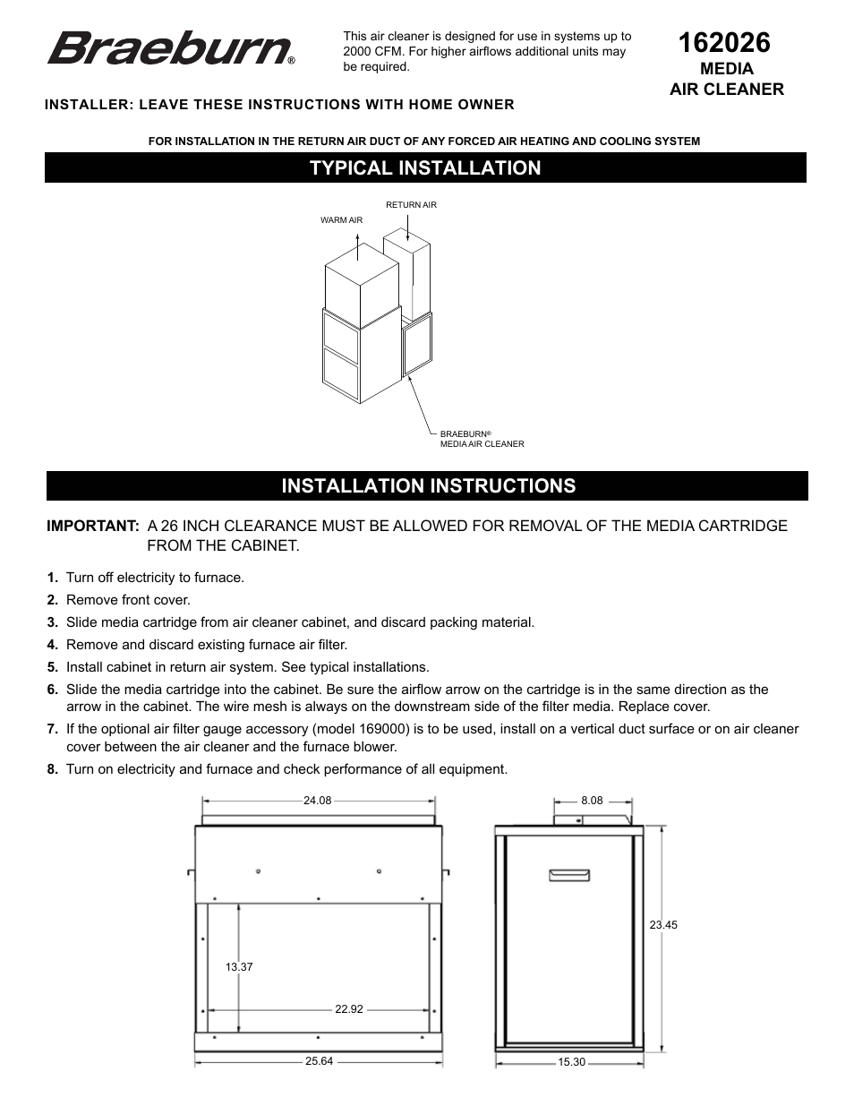Braeburn 162026 User Manual | 2 pages