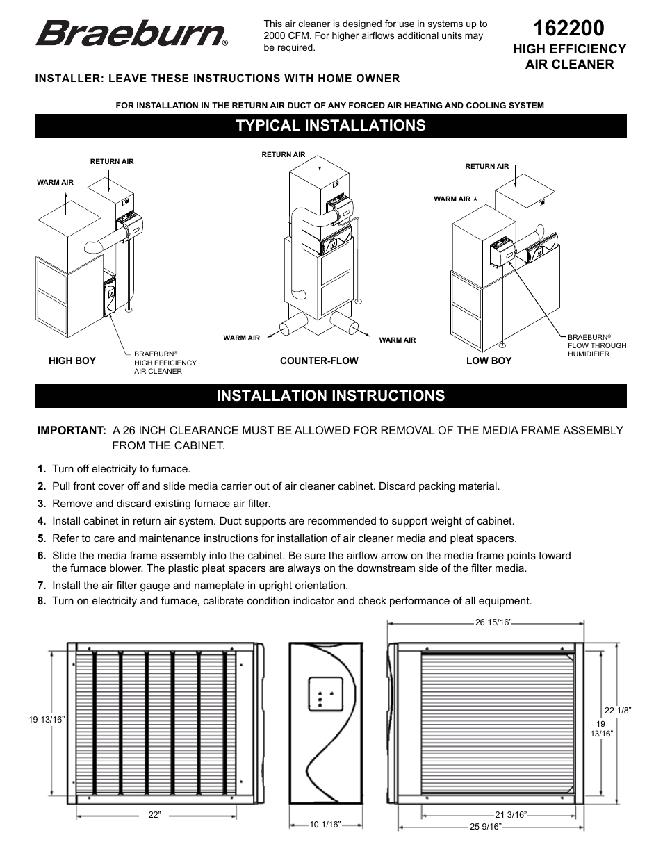 Braeburn 162200 User Manual | 4 pages