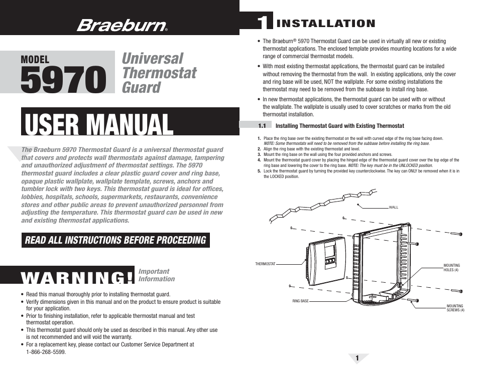 Braeburn 5970 User Manual | 2 pages