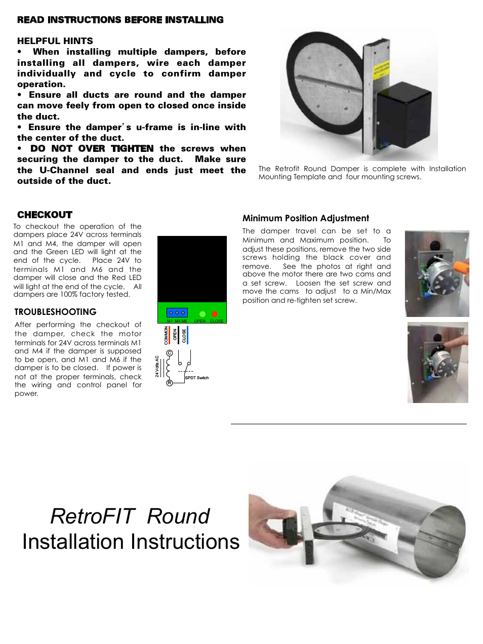 Braeburn Round Retrofit Damper User Manual | 2 pages